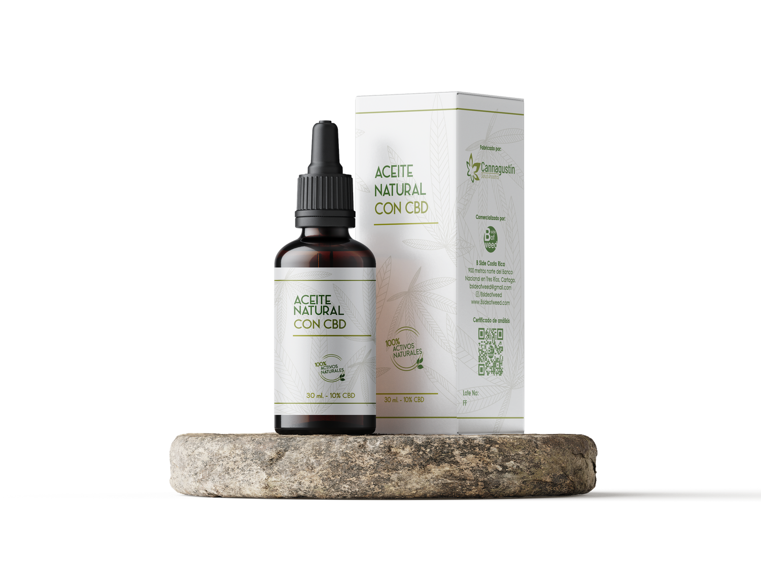 Aceite natural de Cannabis espectro completo con alto contenido de CBD (Cannabidiol). Formulado en aceite de oliva y aceite de ajonjolí. Presentación de 30 ml con concentración de CBD al 10% equivalente a 3000 mg de CBD.